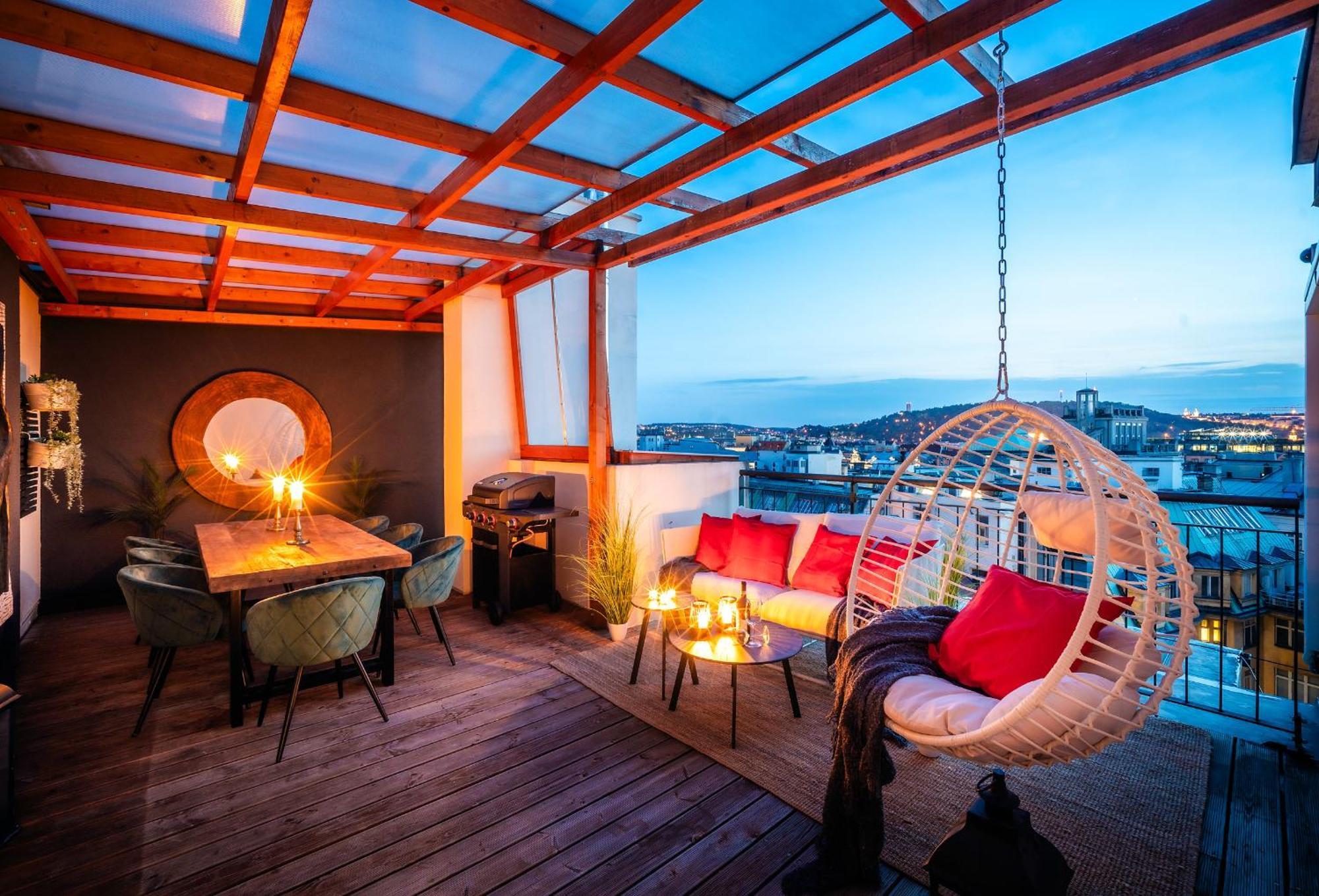 A/c Lux Rooftop 6br+3.5bath Wenceslas Square * Praga